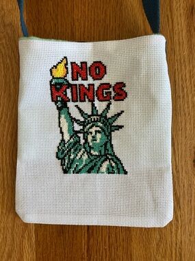 New Crossbody Bag hand sewn 'No Kings' Statue of Liberty Needlepoint